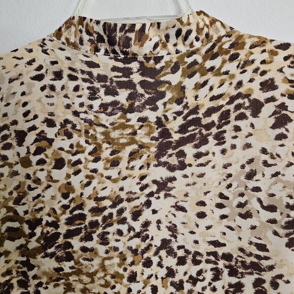 Calvin Klein Chiffon Long Sleeve Button Front Blouse Animal Print Lined Size 3X - Picture 10 of 15